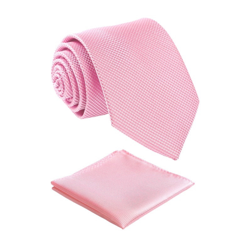 fortunatever Rosy Pink For Men,Mens Solid Necktie With Pocket Square+Gift Box,58"Ã—3.35" - Image 1